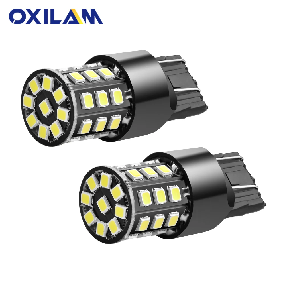 2 шт. W21W T20 светодиодный белый 6000K 2835 SMD 7440 7443 W21/5 Вт WY21W лампы для автомобиля