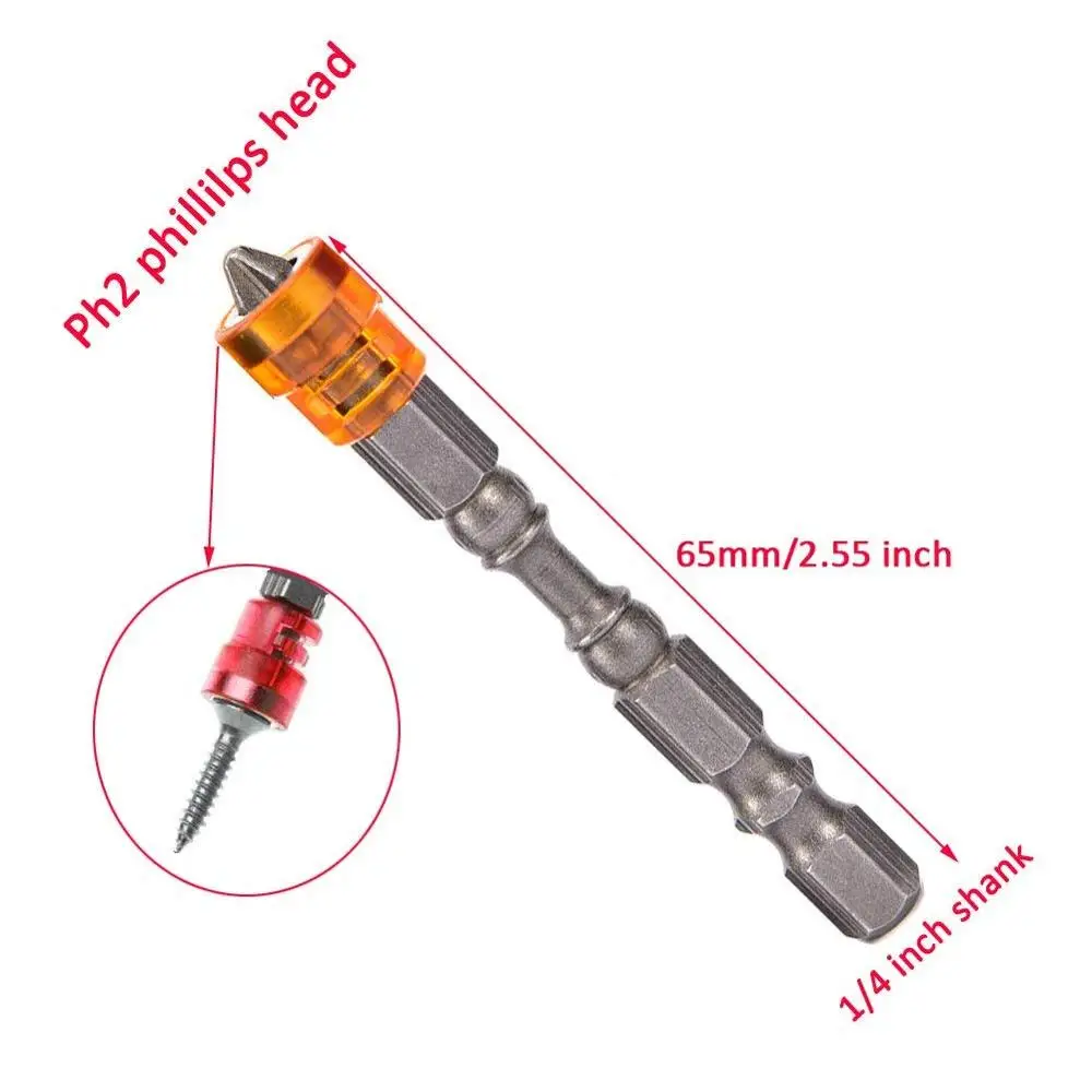 1/4 дюйма шестигранный хвостовик PH2 Phillips Крест отвертка Биты Набор Магнитный воротник дизайн Электрический драйвер питания