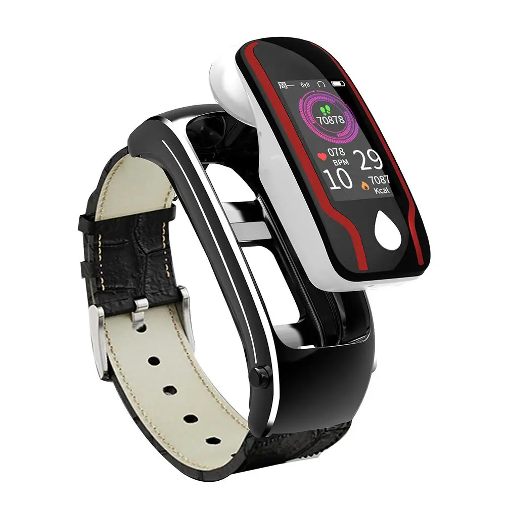 2-in-1 Smart Watch Bracelet With Bluetooth Headset Combo Call Heart Rate Sports Step Multi-function Waterproof Talk Bracelet