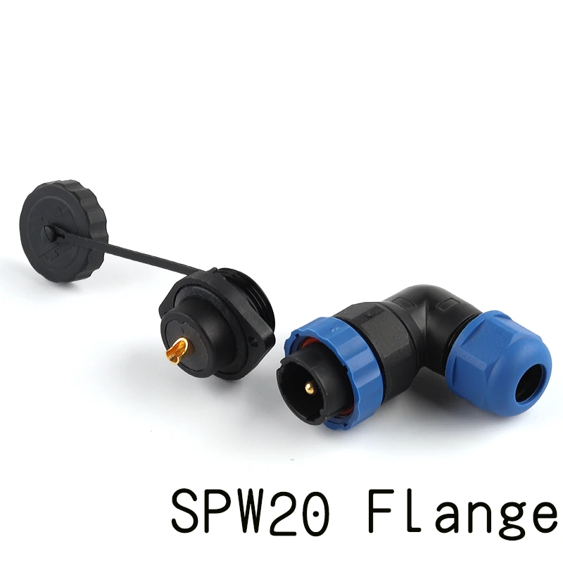 

SP20 IP68 Elbow Waterproof Connector Flange TYPE Plug/Socket Industrial Power Angle Cable Connector1/2/3/4/5/6/7/9/10/12/14 Pin