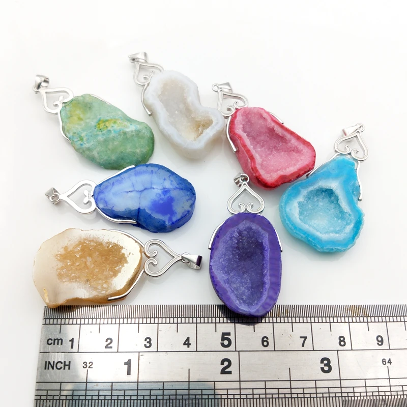 Natural Agate Geode Druzy Vintage Style Handmade  Sterling Silver Plated 925 Earring Jewelry 985