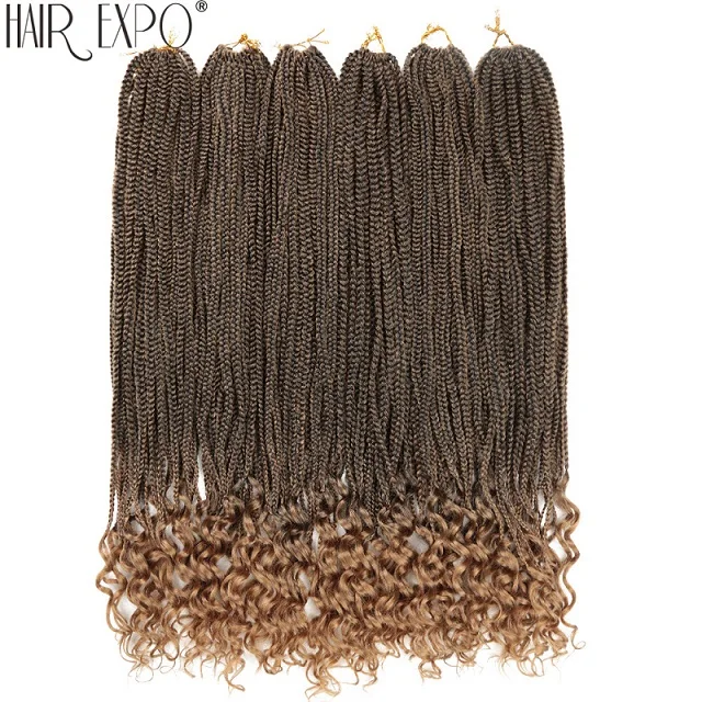 30 дюймов вязанные крючком волосы коробка косички с кудрявыми концами синтетические волосы косички 24 пряди плетение волос для женщин - Цвет: T1B/27