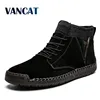 Vancat Brand Winter Men Ankle Boots Quality Leather Shoes Warm Men's Snow Boots Winter Shoes  Fur Men's boots Shoes Size 38-48 ► Photo 1/6