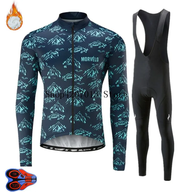 Pro Team MORVLEO Велоспорт Джерси 9D Bib набор MTB Униформа Мужская одежда для велосепидистов Зимняя Теплая Флисовая велосипедная Одежда для велоспорта - Цвет: 7