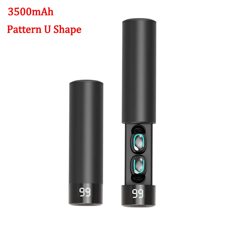3500mAh-Black-U 3500 мАч беспроводные наушники блютуз наушники bluetooth TWS V5.0 мини беспроводные Bluetooth наушники для телефона гарнитура спортивные Стерео шумоподавление наушники водонепроницаемые PK Q32 без проводные наушники - Цвет: 3500mAh-Black-U