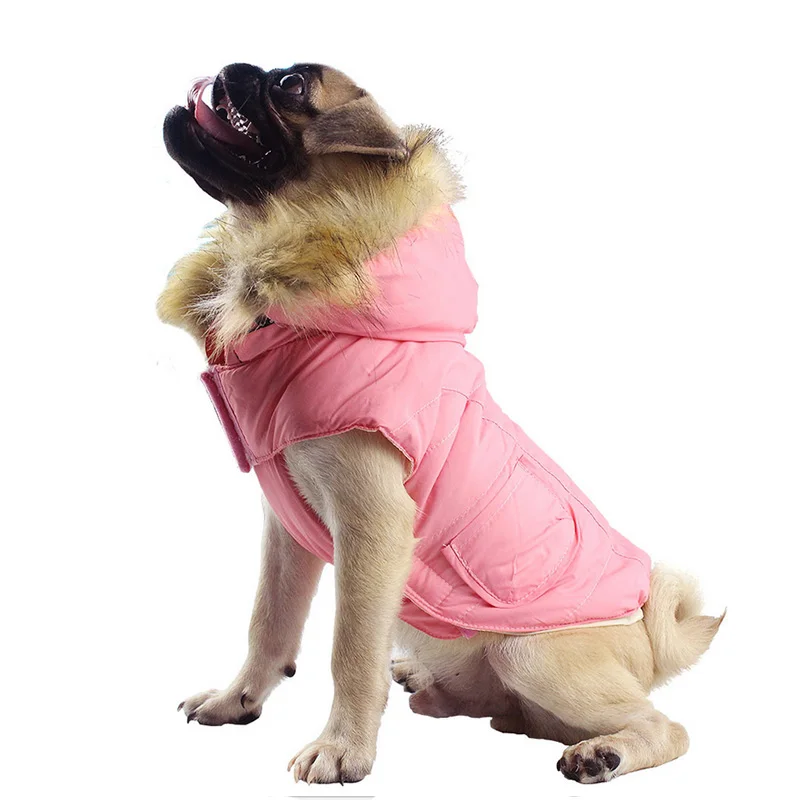 Зимняя одежда для собак пальто куртка для маленьких собак хлопковая Одежда для питомцев зимнее теплое пальто для йоркширских собак куртка с капюшоном 25 - Цвет: Розовый