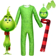 Детский карнавальный костюм зеленого цвета с монстрами для мальчиков, комбинезон с длинными рукавами для больших мальчиков, Рождественский костюм, комбинезон для девочек