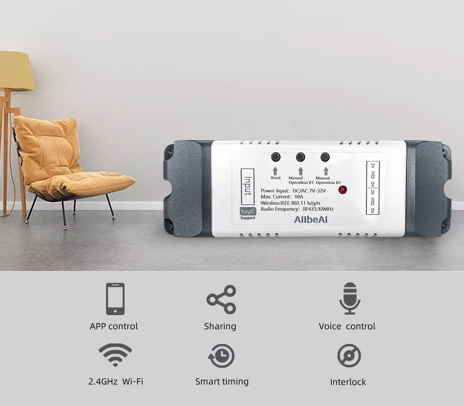 módulo esperto do interruptor do motor de tuya canais que avançam alexa google alice rf rádio controle remoto