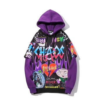 

Anime Graffiti Printed Hoodies Sweatshirts Men Japanese Streetwear Hip Hop Pullover Funny Unisex Rock Rapper Casual Hoodie Tops