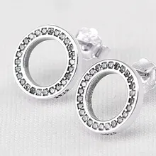 Подлинные 925 пробы серебряные серьги, сверкающие круглые серьги-гвоздики с кристаллами Forever для женщин, свадебные женские ювелирные изделия