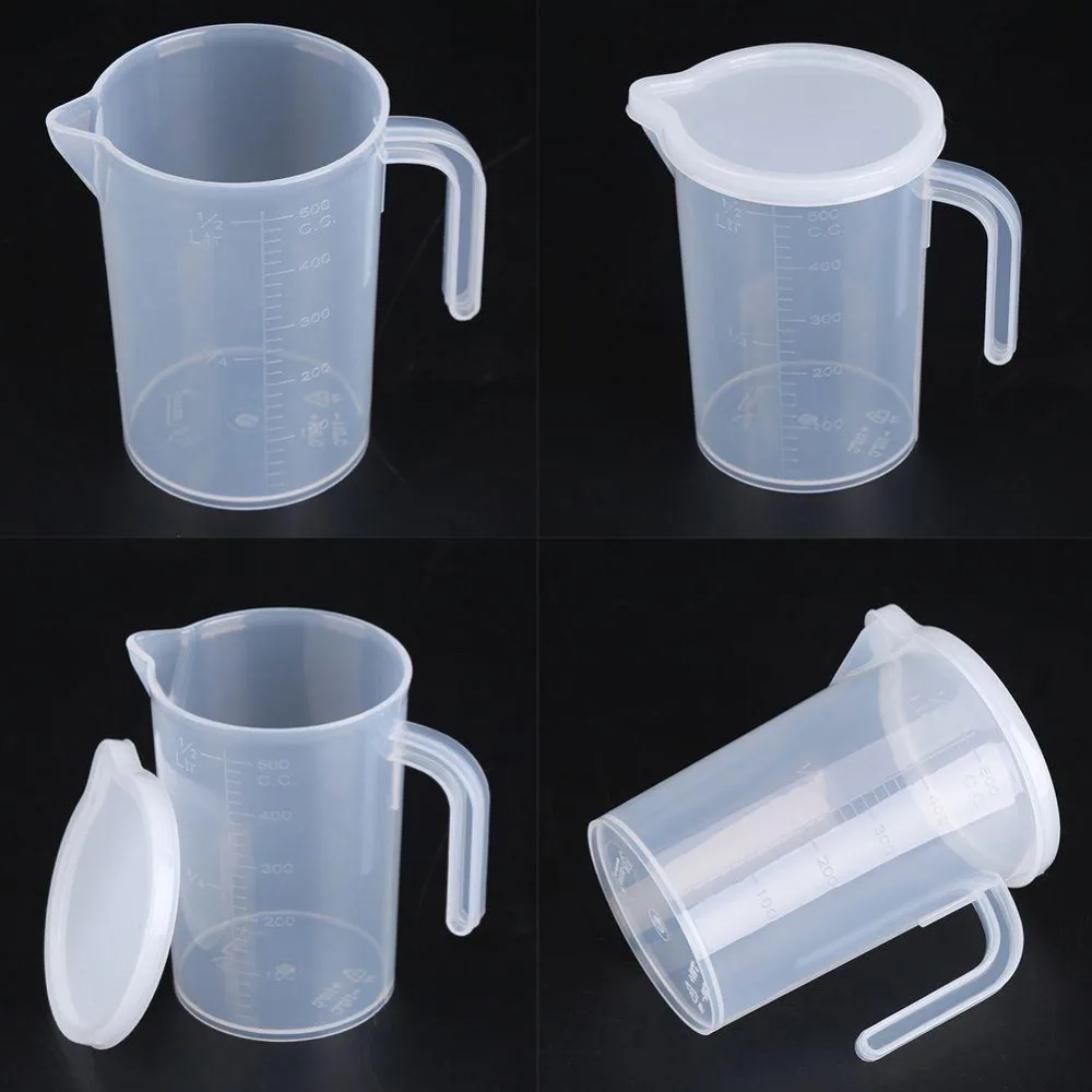 Clear Plastic Kitchen Measuring Cup with Lid, 500-1000ml Capacity