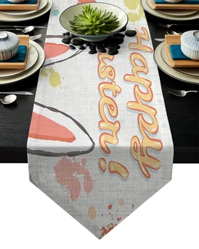 

Happy Easter Rabbits Cartoon Check Easter Table Runner Table Flag Home Party Decorative Tablecloth Table Runners