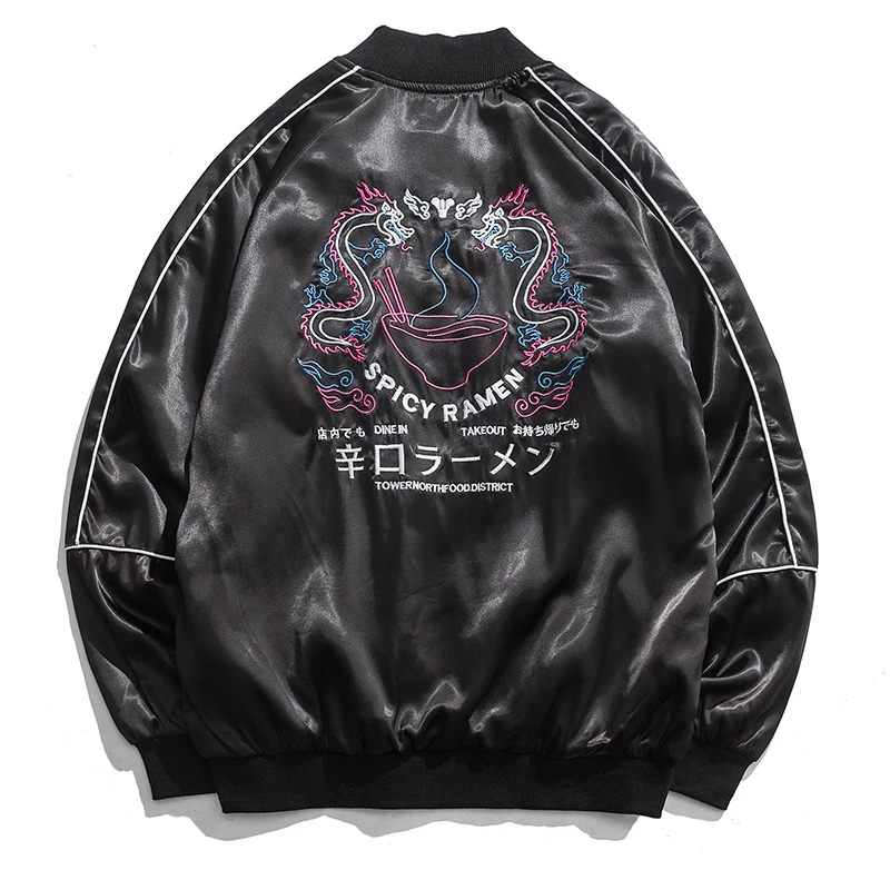 Harajuku бейсбольная куртка с вышивкой, мужская Японская уличная одежда ...