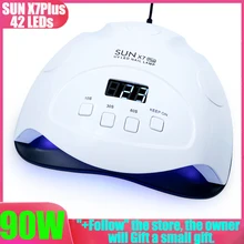 Брендовая лампа для ногтей 90 Вт SUN X7 plus лампа для ногтей УФ светодиодный светильник Сушилка для ногтей Гель-лак машина для ногтей автоматическое распознавание