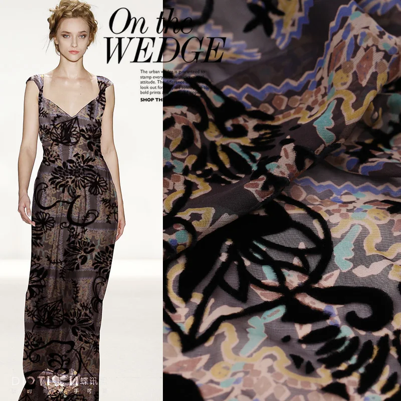 19 выдалбливают сгоревший Cheongsam подкладка высокий Archives шелк тутового жаккарда переплетение действительно бархатное платье для одежды из ткани