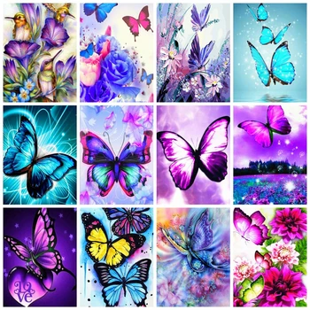 

Huacan 5d Diamond Painting Butterfly Full Square Drill Diamond Embroidery Cross Stitch Animal Handicraft Decor For Home