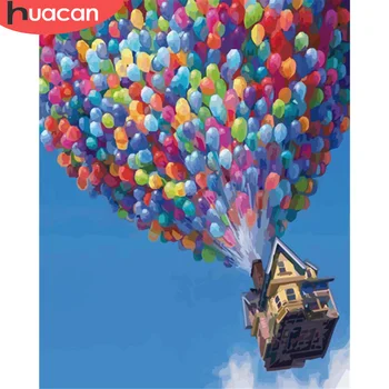

HUACAN Paint By Number House Hand Painted Painting Art Drawing On Canvas Gift DIY Pictures By Numbers Balloon Kits Home Decor