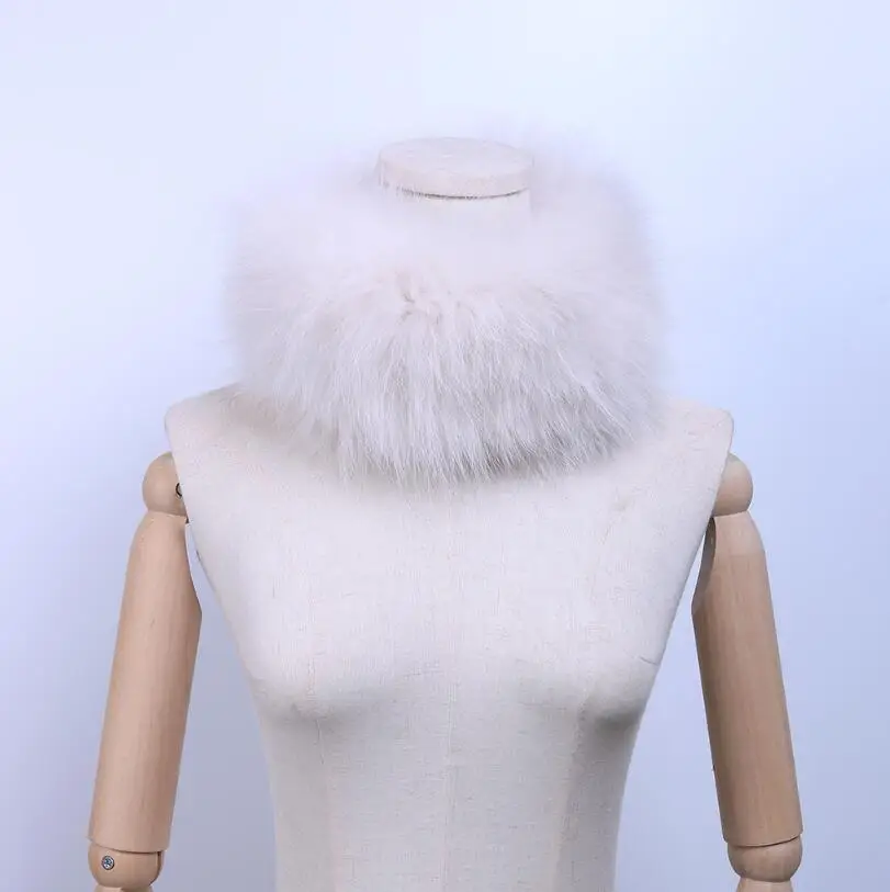 fox fur beige YCFUR, Модный женский шарф на шею, зимний пушистый натуральный мех, кольцо, шарфы для женщин, эластичный качественный Натуральный Лисий мех, шейный платок для женщин - Цвет: fox fur beige
