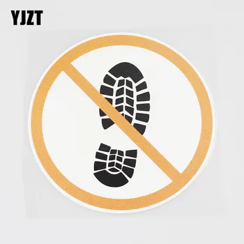 

YJZT 12.2CMX12.2CM No Walking Is Allowed Here PVC Decal Car Sticker Shoe Print 11B-0025