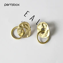Peri'sBox, трендовые матовые золотые серьги-гвоздики с монетницей, стильные геометрические круглые серьги с двойным кругом, эффектные серьги для женщин