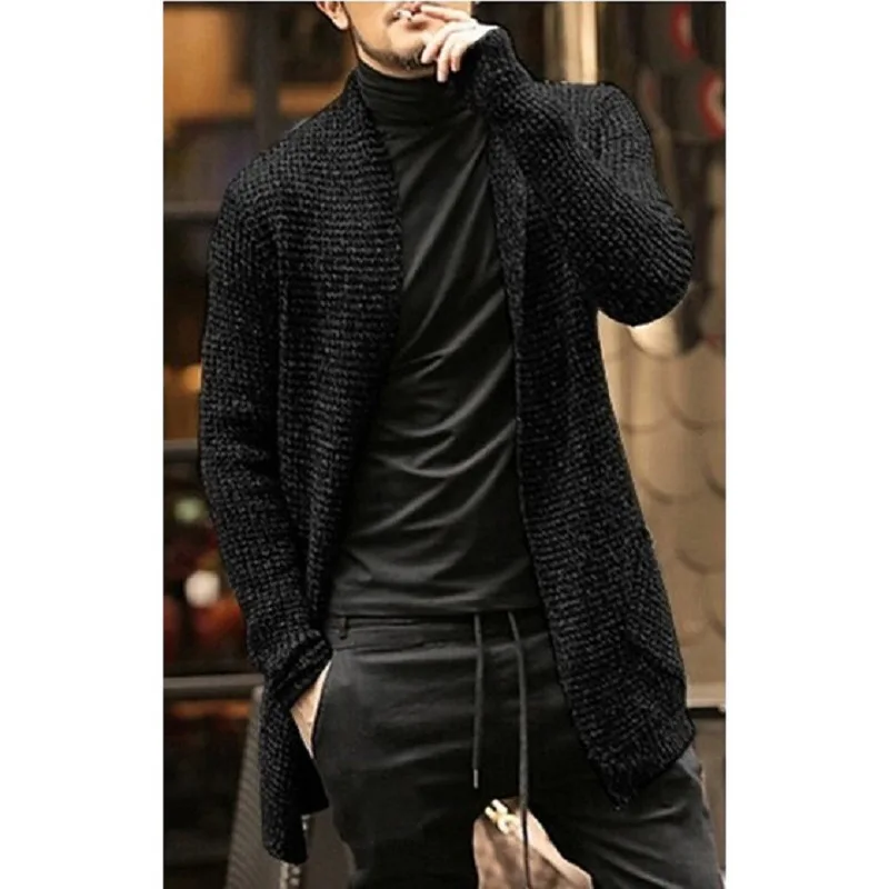 2020 autumn and winter foreign trade cross border fashion men's long sleeved cardigan windbreaker medium long sweater