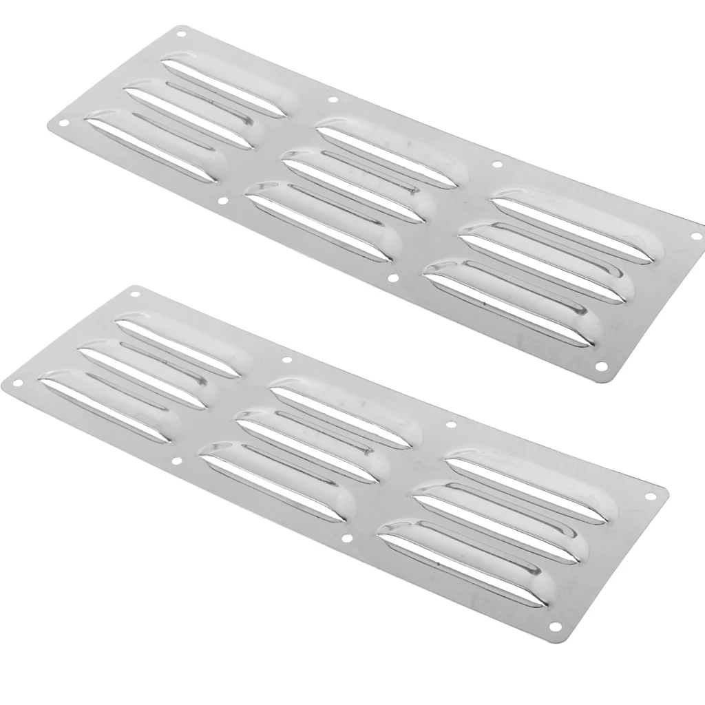2pcs Louvered Air Grilles, Boat Marine Airflow Vent Grill Replacement Part for RV Caravan - Stainless Steel (Silver)