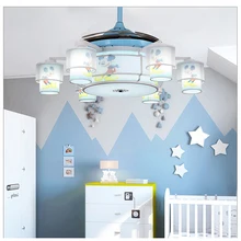 Светодиодный потолочный вентилятор с Микки Маусом, подвесной светильник с невидимым вентилятором для детей, с пультом дистанционного управления, Современный домашний декор для спальни, мультяшный рисунок