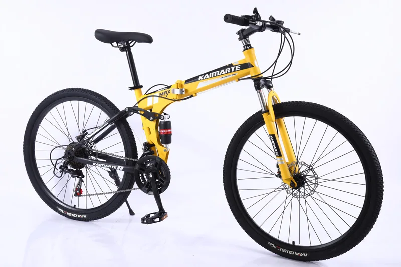 spoke wheel yellow Новинка, 24 дюйма, горный велосипед для женщин/мужчин, 21 скоростной складной горный велосипед, спицевое колесо/ножевое колесо, горный велосипед для взрослых - Цвет: spoke wheel yellow