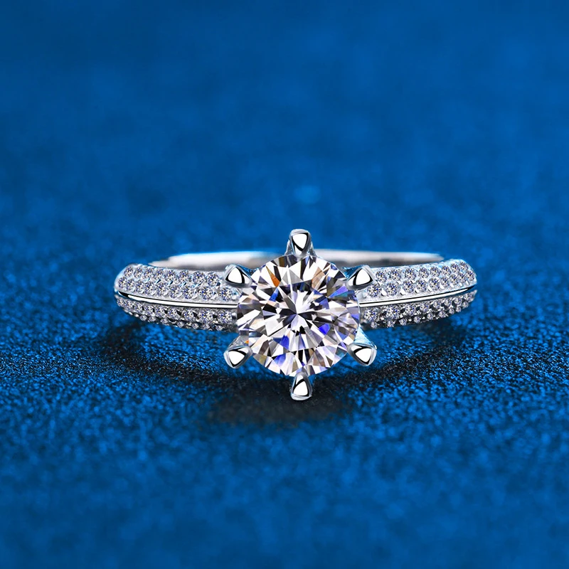 Sterling Silver 5 Carat Moissanite Diamond Engagement Ring