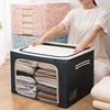 Oxford Fabric Clothing Storage Box with Steel Frame Folding Bag Clear Window Zipper for Clothes Bed Sheets Blanket with Handles 1
