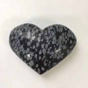 

High Quality & Beautiful Natural Snowflake Obsidian Hand Carved Crystal Heart For Present Or Collection ZY