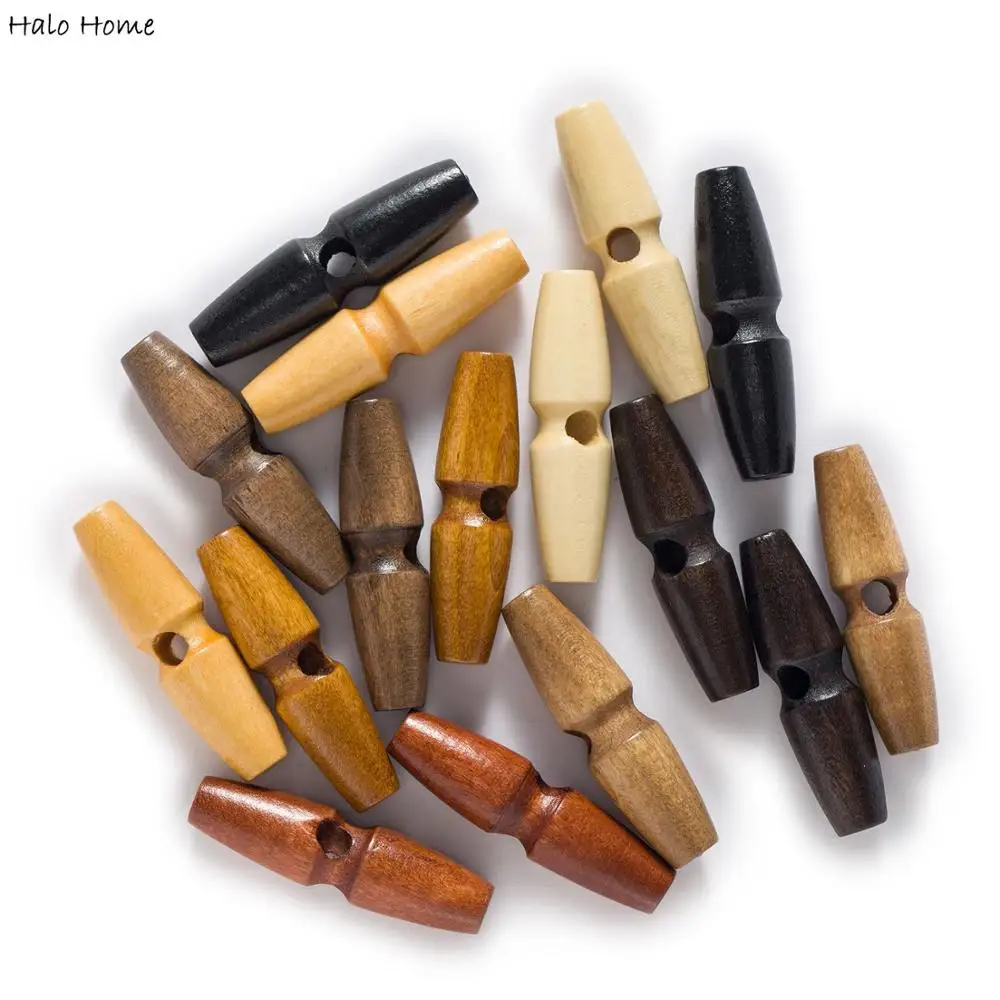 10pcs Imitation Tooth Wood Toggle Olive Buttons Sewing Craft DIY Accessory Bag Compatible with Clothing Coat Jacket Overcoat 3