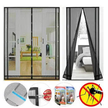 

2Pcs Magnetic Screen Door Mesh Curtain w/Heavy Duty Fiberglass Size Tailorable