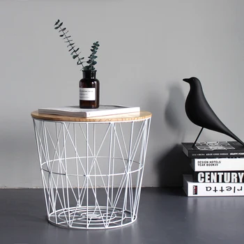 

Nordic Ins Wind Minimalist Wrought Iron Side Table Small Coffee Table Small Round Table Bedside Table Corner Storage Basket