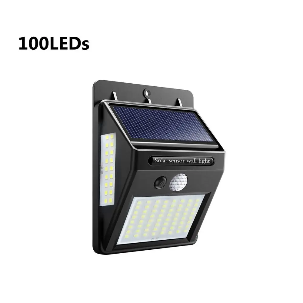 100 LEDs Датчик движения PIR на солнечной батарее, уличный светодиодный светильник на солнечной батарее 20 35 100 светодиодов, настенный светильник для безопасности - Испускаемый цвет: 100 LEDs