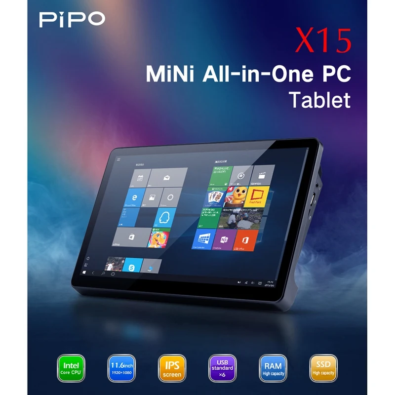 Мини-ПК Pipo X15 8 ГБ 180 SSD 11 6 дюйма 1920X1080 Intel Core I3-5005U RS232 RJ45 HDMI Bluetooth USB планшетный