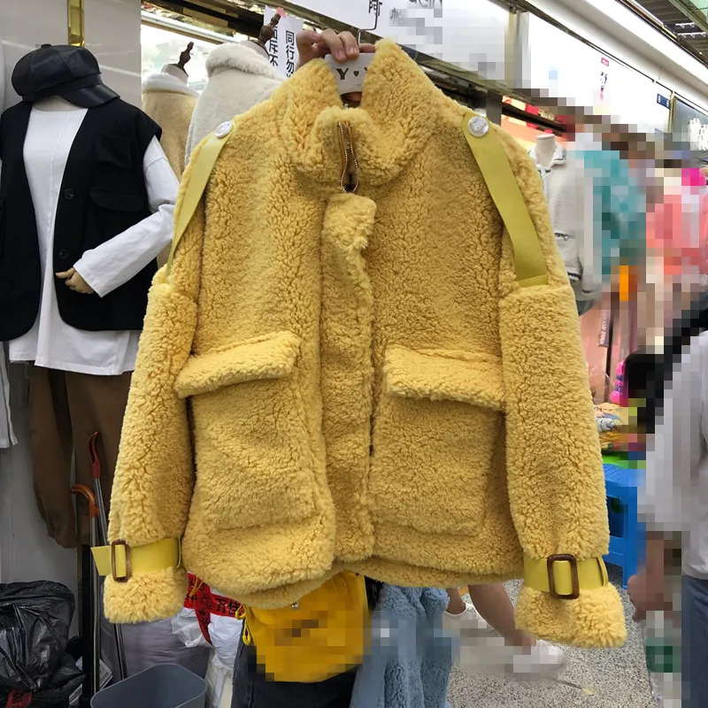 Winter Faux Fur Coat Womans New Korean Warm Fur Velvet Coat Female Ladies Small Thick Lamb Fur Short Coat Students Streetwear