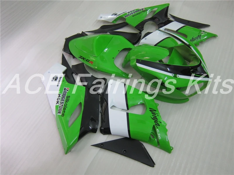 ABS полный обтекатель комплект подходит для Kawasaki ZX6R 2005 2006 Мотоцикл Обтекатели ZX-6R 05 06 ниндзя 636 Кузов Набор зеленый белый