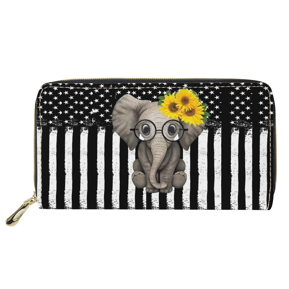 Carteras bonitas de gran capacidad para mujer, con cremallera alrededor del teléfono, monedero con tarjeta, cartera con estampado de girasol y bolso de mano de cuero PU para mujer|Carteras| - AliExpress