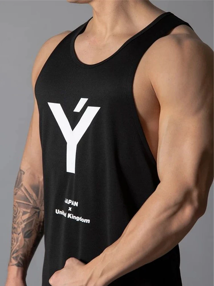 

Gym Men Stringer Tank Top Bodybuilding Fitness Singlets Muscle Vest Tee basketball jersey Quick-drying vest men's training suit