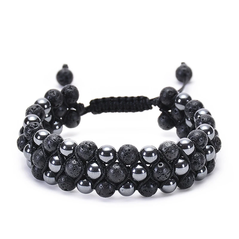 Лава рок браслет мужской браслет регулируемый натуральный камень Исцеление браслет