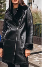  Women Winter Jacket Black Cool Punk PU Leather Jackets Fake Fur Coat Zipper Gothic Outwear veste femme chaquetas down coats Tops 