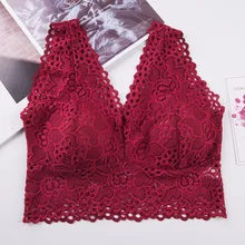Мягкий вязанный крючком жилет нижнее белье красивый бюстгальтер на спине нейлон Цветочный сбор кружева дышащая женская майка сексуальный провод бесплатно