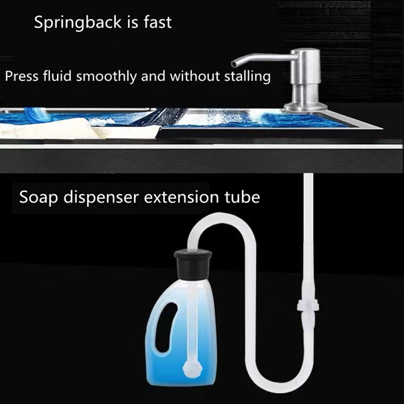 Kitchen Sink Soap Dispenser Pump Brass Nozzle Press Extraction White/Silver Bathroom Sink Liquid Dispenser Extension Tube Kit