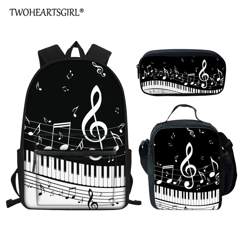 

Twoheartsgirl Music Guitar Design School Bags for Girls Boys Keyboard Printed School Backpack Student Children Book Bag Satchel