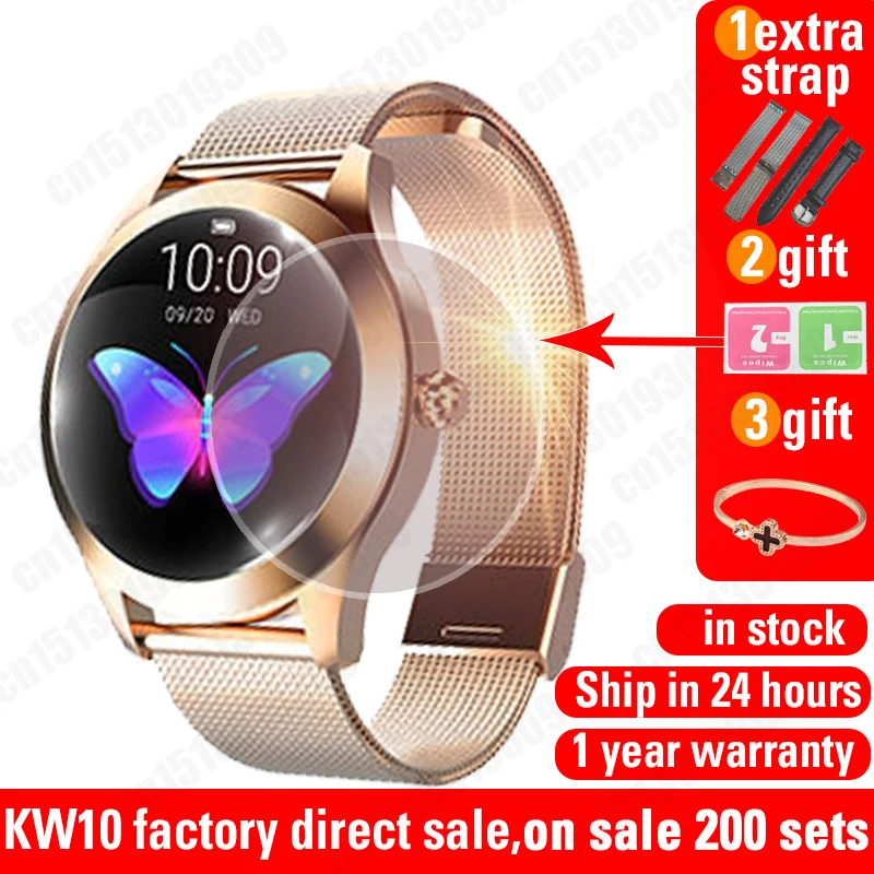 Reloj inteligente KW10 IP68 para mujer, reloj inteligente deportivo resistente al agua, con varios modos deportivos, podómetro y control del ritmo cardíaco, 2021
