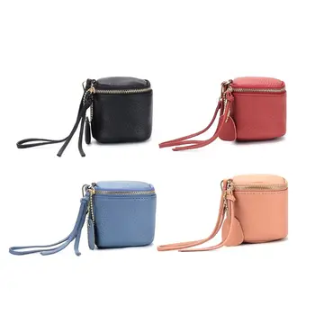 

Ladies Small Cosmetic Bag Genuine Leather Makeup Tools Lipstick Case Cute Square Coin Purse Clutch Mini Toiletry Handbag