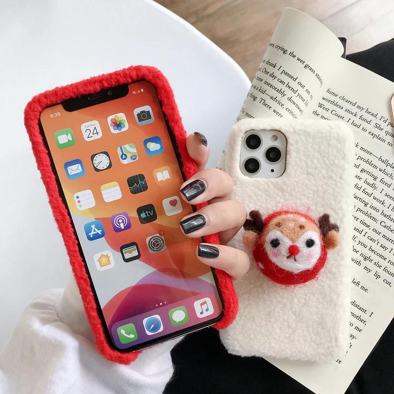 Мягкий ТПУ силиконовый чехол со снеговиком для iPhone 11 Pro Max, чехол с милым лосем, плюшевая задняя крышка для iPhone X XR XS MAX 7 8 6 6S Plus, оболочка