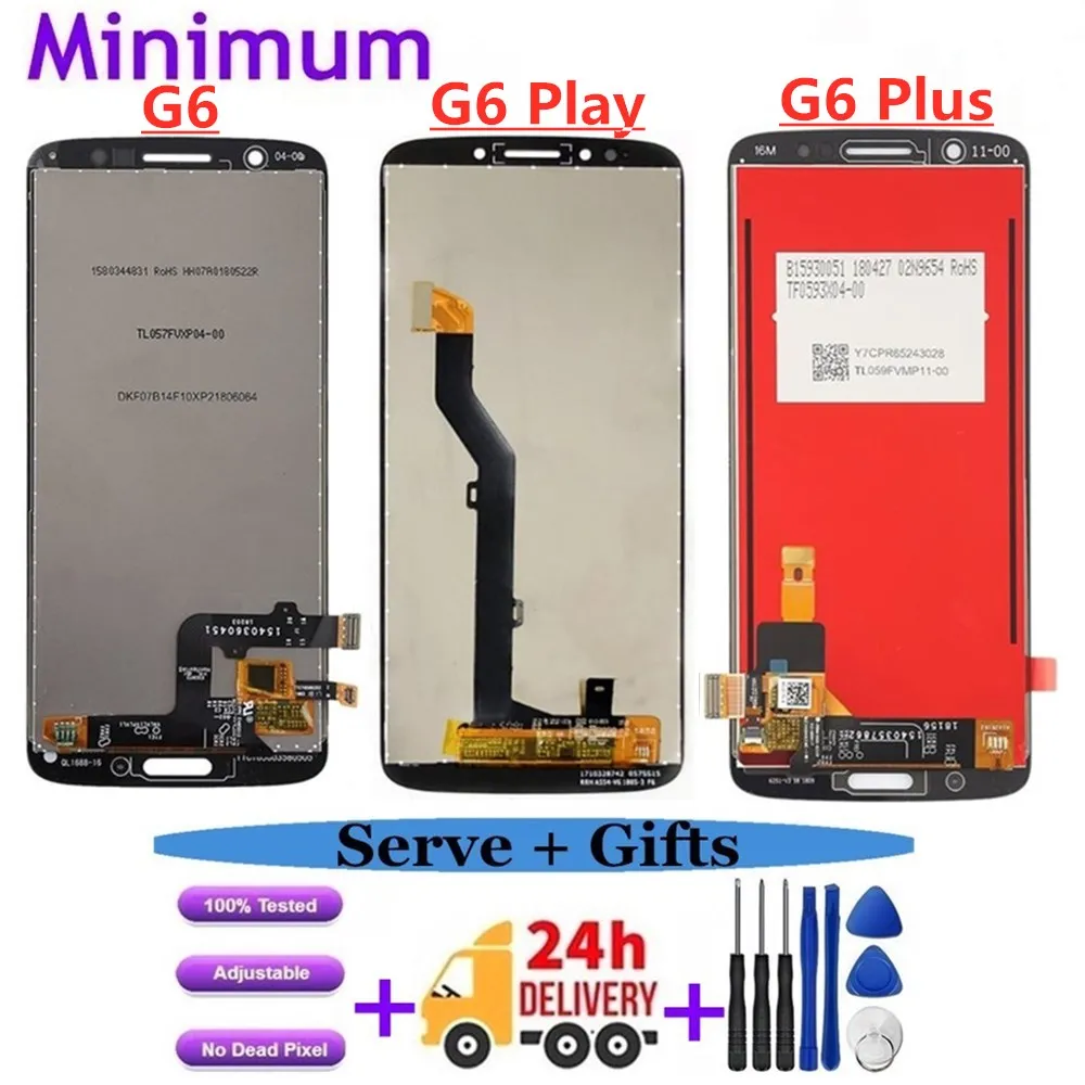 

For Motorola Moto G6 / G6 Play / G6 Plus LCD Display Touch Screen Digitizer Assembly Replacement LCDs + Gift
