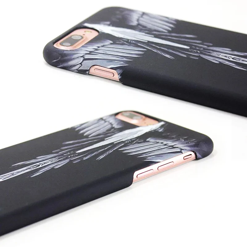 Черный Жесткий чехол из поликарбоната для iPhone 11 PRO MAX X XS MAX XR 6 6S 7 8 Plus чехол для телефона с крылышками